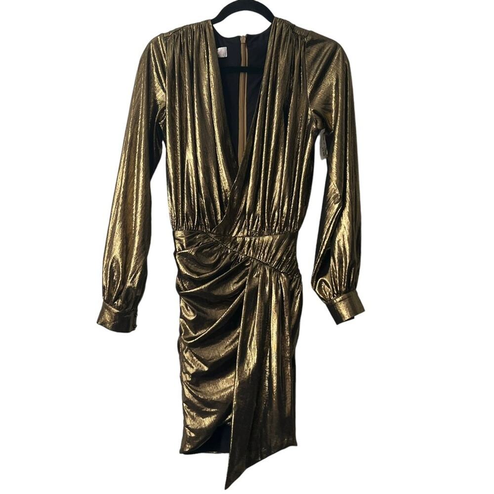 House Of CB London ALVONA
Metallic Bronze Drape Mini Dress Size S - Picture 3 of 11